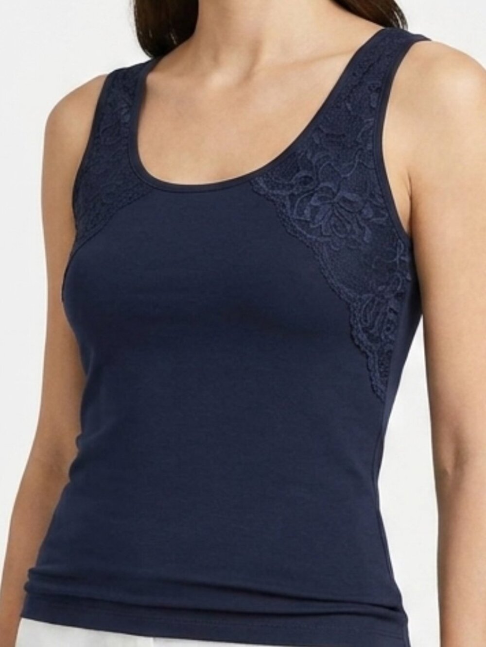 Alfani Intimates Black Sleeveless Top with Lace Trim